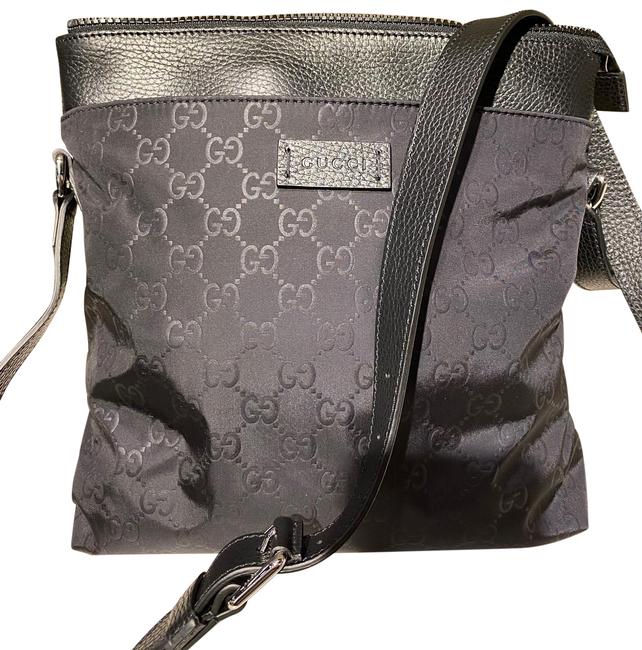 Gucci Crossbody Nylon Leather Black Messenger Bag