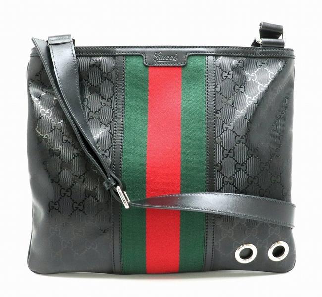 Gucci Crossbody Web Stripe Leather 347991 Black Gg Imprime Shoulder Bag