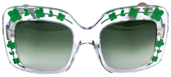 Gucci Crystal Green Red Square Floral Aplique Gg 3863 s 900 N7 S Sunglasses