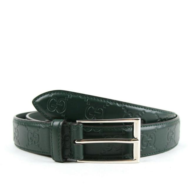 Gucci Dark Green Signature Leather Rectangle Buckle 100 40 429028 3020 Belt