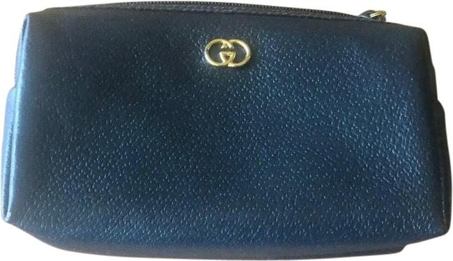 Gucci Dark Navy Leather Makeup Cosmetic Bag