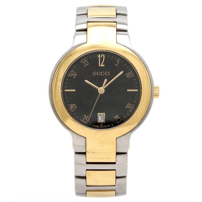 Gucci Date Black Dial Ss Gp Combi Mens Qz Quartz Wrist 8900m Watch