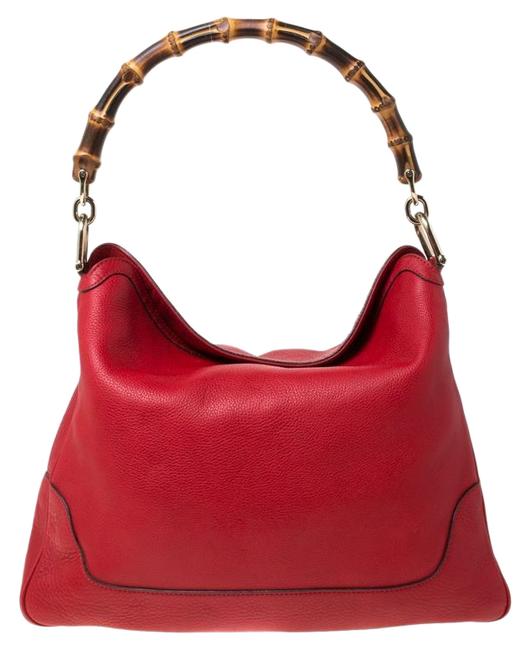 Gucci Diana Bamboo Handle Red Leather Shoulder Bag