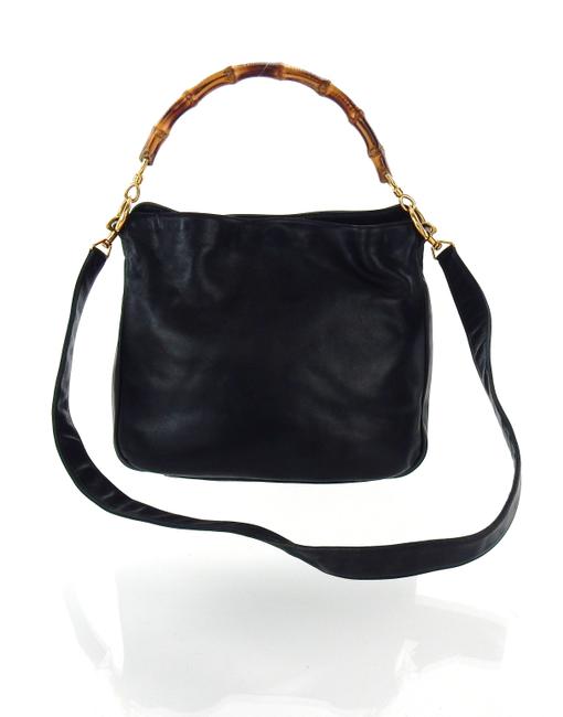 Gucci Diana Top Handle Vintage Two way Black Leather Cross Body Bag