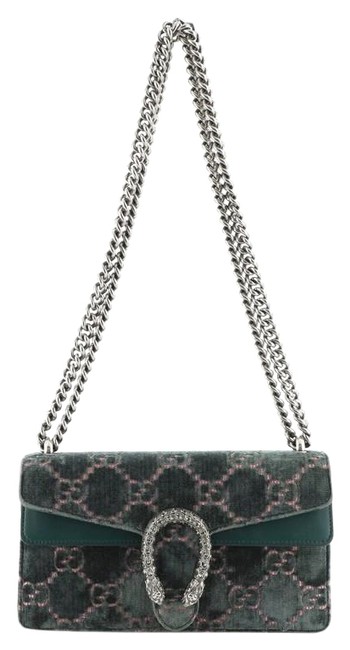 Gucci Dionysus Gg Mini Green Velvet Shoulder Bag