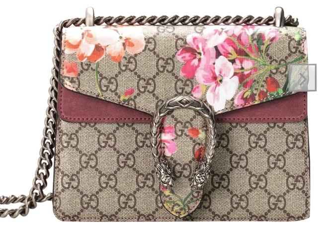 Gucci Mini Dionysus Gg Beige Ebony Blooms Print Shoulder Bag