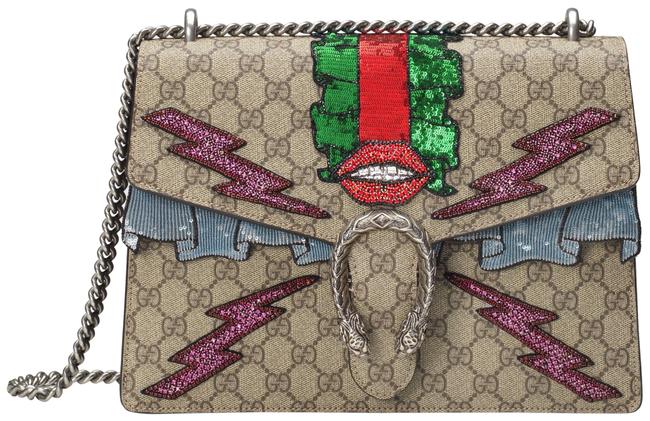 Gucci Dionysus Supreme Embroidered Lips and Lightning Shoulder Bag