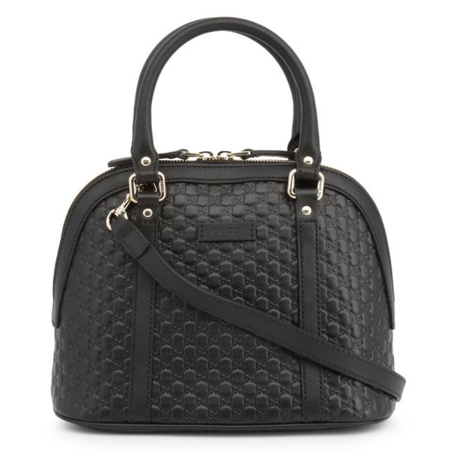 Gucci Dome New Mini Micro Gg Guccissima Black Leather Satchel