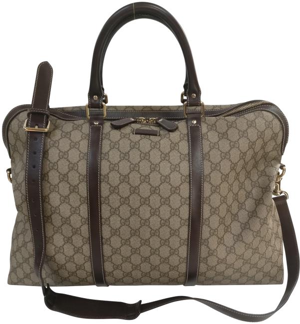 Gucci Duffle Briefcase Carry On Canvas Weekend Travel Bag