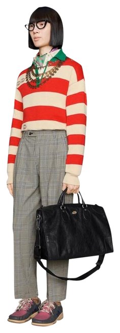 Gucci Duffle Calfskin Black Weekend Travel Bag