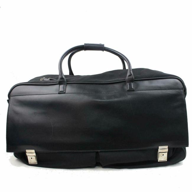 Gucci Duffle Rolling Luggage 870594 Black Canvas Weekend Travel Bag