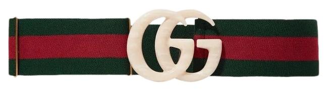 Gucci Embellished Striped Canvas 75 Belt