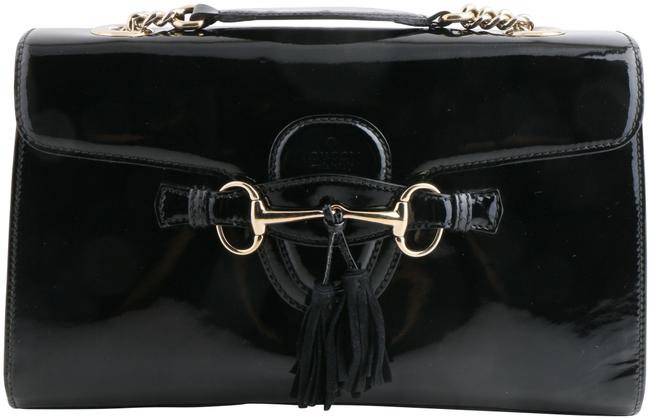 Gucci Emily Chain Black Patent Leather Shoulder Bag