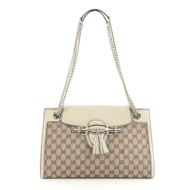 Gucci Emily Chain Flap Gg Large Brown Neutral Canvas Shoulder Bag