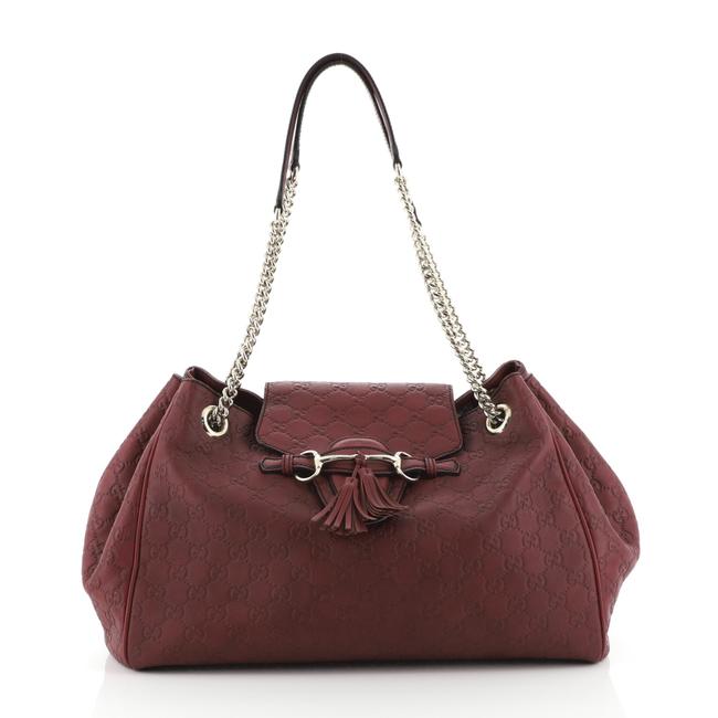 Gucci Emily Flap Guccissima Large Red Leather Shoulder Bag