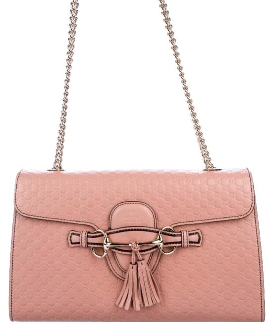 Gucci Emily Guccissima Medium Pink Mauve Leather Shoulder Bag