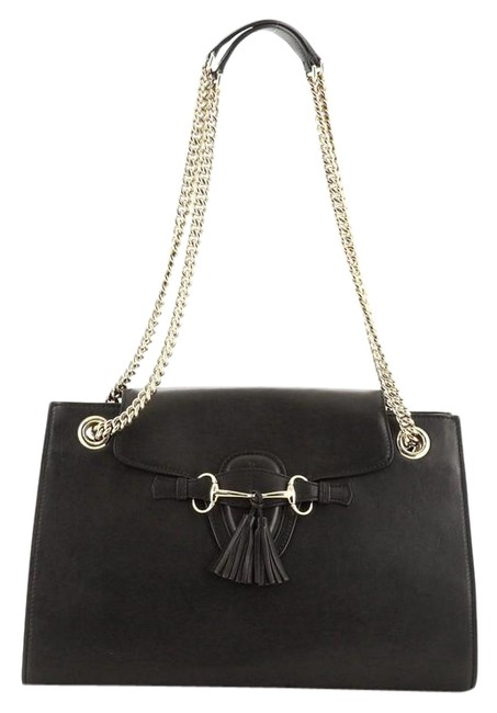 Gucci Emily Large Black Leather Shoulder Bag