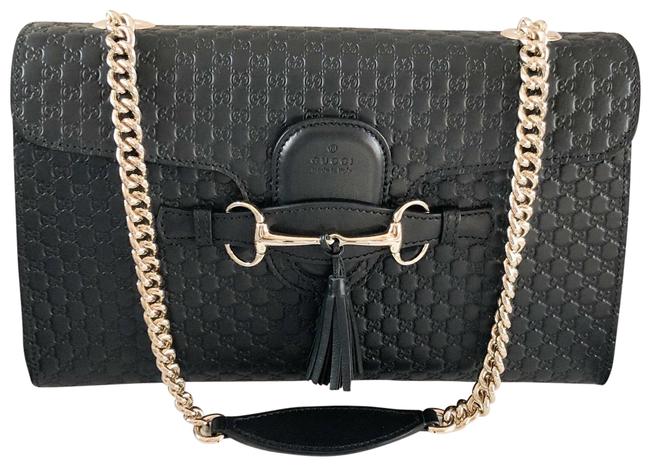 Gucci Emily Microguccissima Black Leather Shoulder Bag