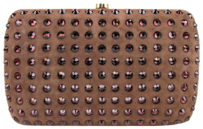 Gucci Evening Bag Broadway Suede Crystal 310005 Brown 5471 Leather Clutch