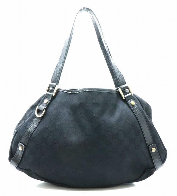 Gucci Gg 130736 Black Canvas   Leather Shoulder Bag