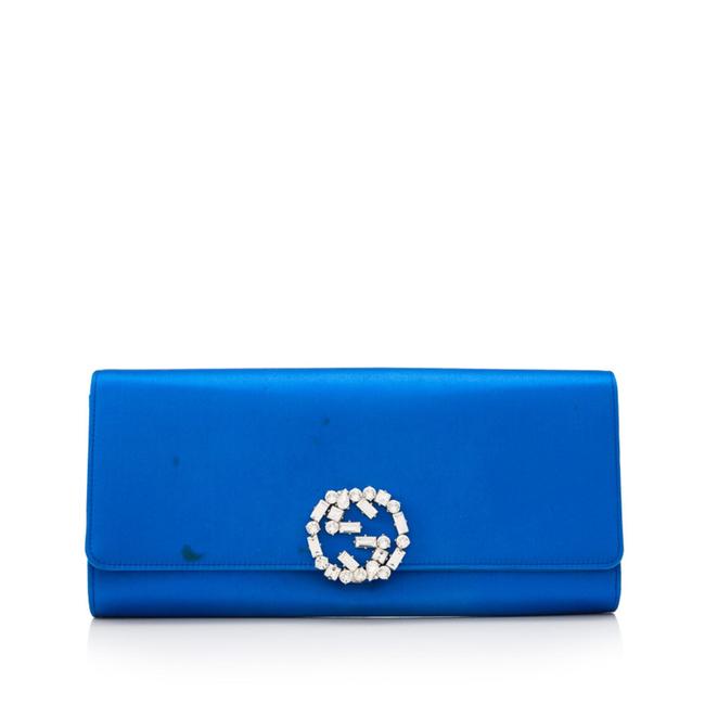 Gucci Gg Blue Satin Clutch