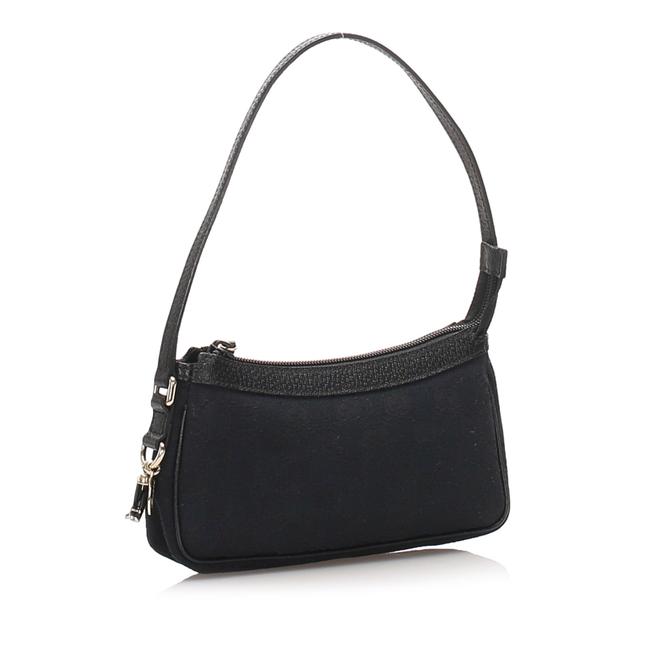 Gucci Gg Canvas Black Leather Baguette