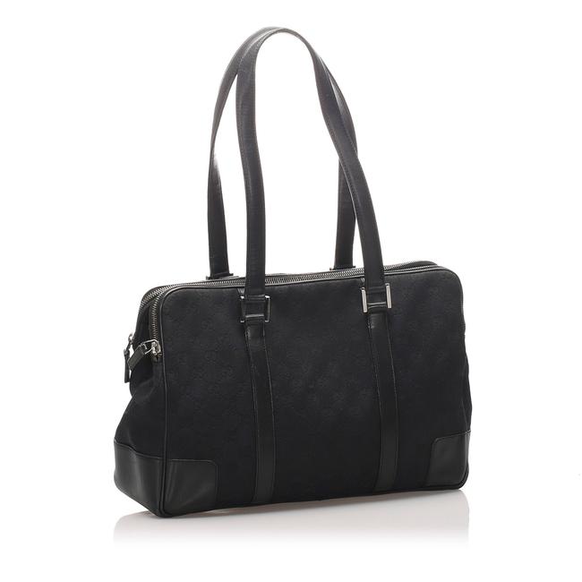 Gucci Gg Canvas Black Leather Shoulder Bag