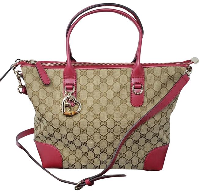 Gucci Bag Gg Heart Bit Pink Cream Tote