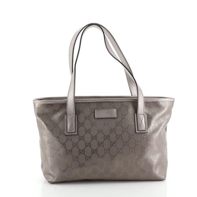 Gucci Gg Imprime Small Metallic Purple Canvas Coated Tote