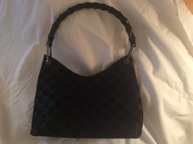 Gucci Gg Imprint Black Suede Shoulder Bag
