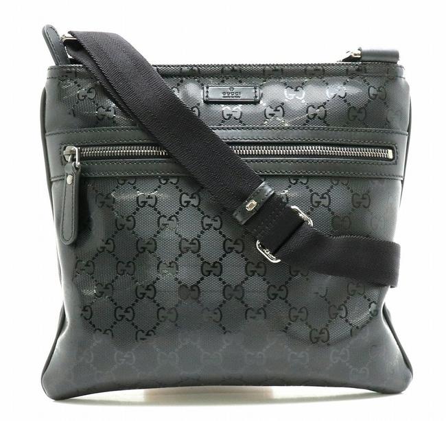 Gucci Gg Improv Silver Hardware 295257 Black Pvc   Leather Shoulder Bag