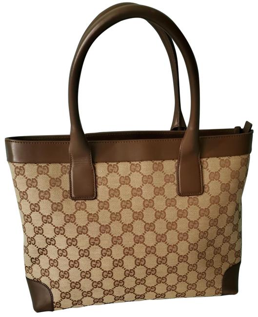 Gucci Gg Leather Brown Canvas Shoulder Bag