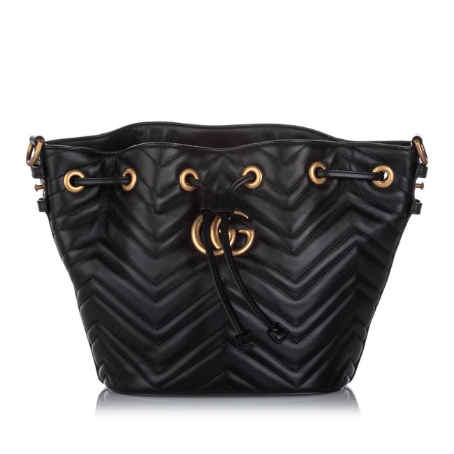 Gucci GG Marmont Bucket Black Canvas Shoulder Bag