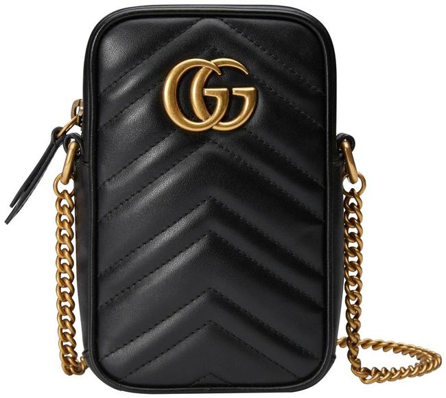 Gucci GG Marmont New Purse Black Matelasse Chevron Leather Cross Body Bag
