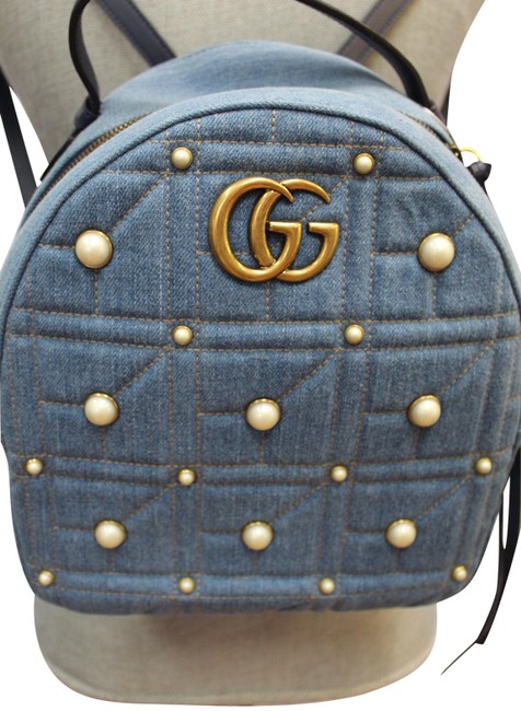Gucci GG Marmont Shoulder Bag Blue Denim Backpack