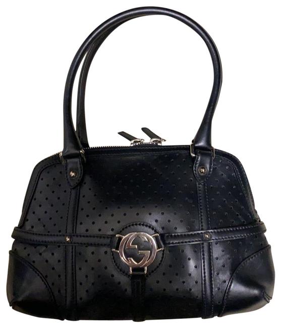 Gucci Gg Monogram Black Leather Satchel