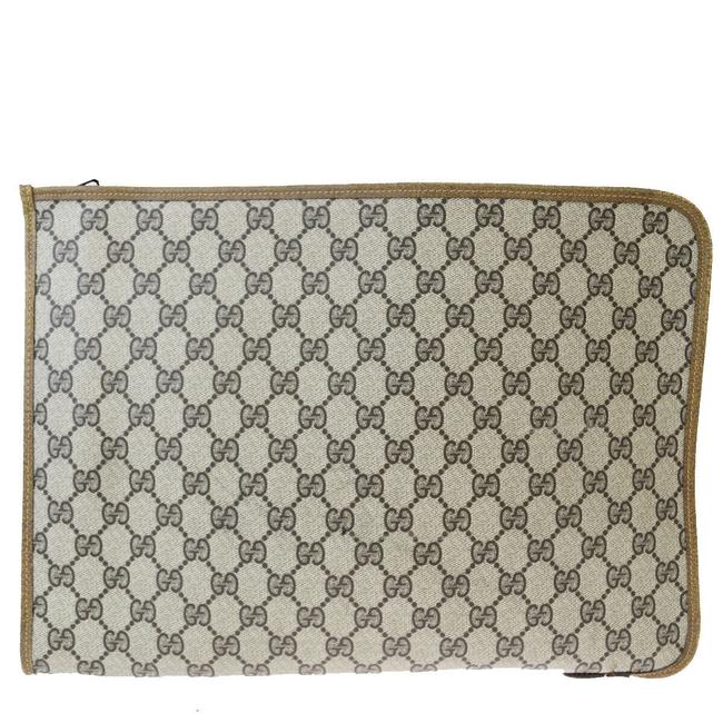 Gucci Gg Pattern Hand Pvc Italy Brown Monogram Leather Clutch