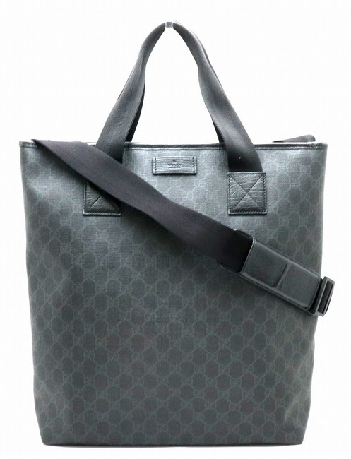 Gucci Gg Plus Supreme Tote 2way 162163 Black Pvc   Leather Shoulder Bag