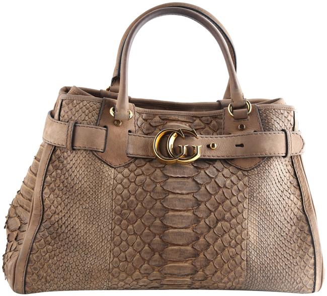 Gucci Gg Running Tote Brown Python Shoulder Bag