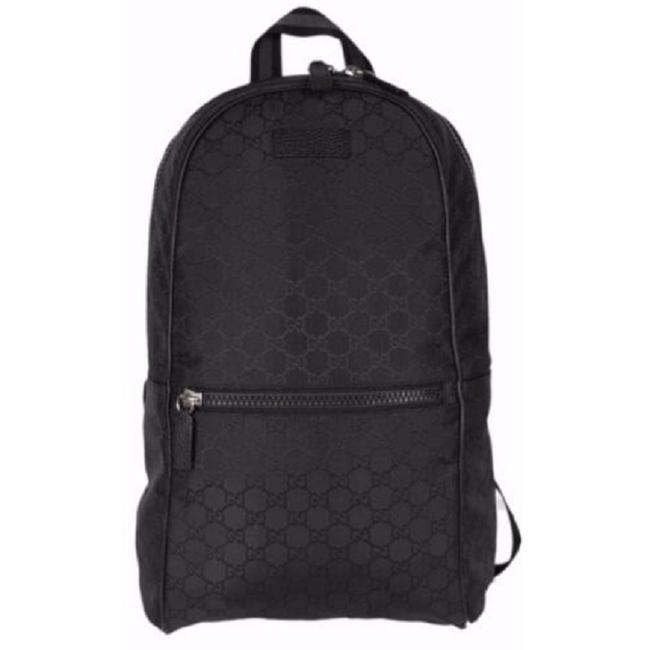 Gucci Gg Supreme Monogram Padded Black Leather Canvas Backpack