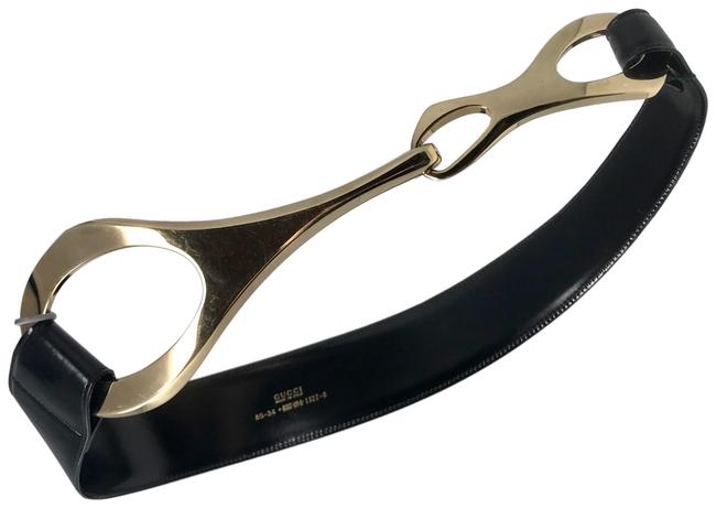 Gucci Gold &amp; Black Horsebit Oversized Belt