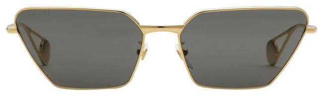 Gucci Gold Grey Gg0538s Unisex Rectangular Sunglasses