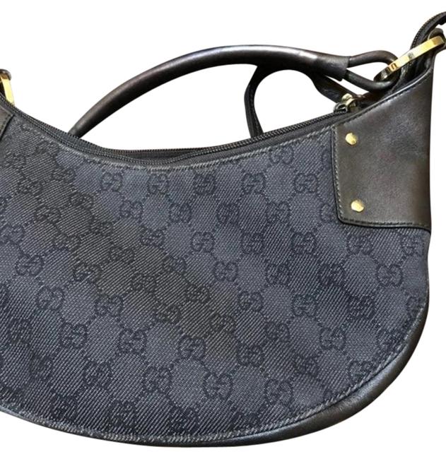 Gucci Gold Hardware Black Denim Hobo Bag