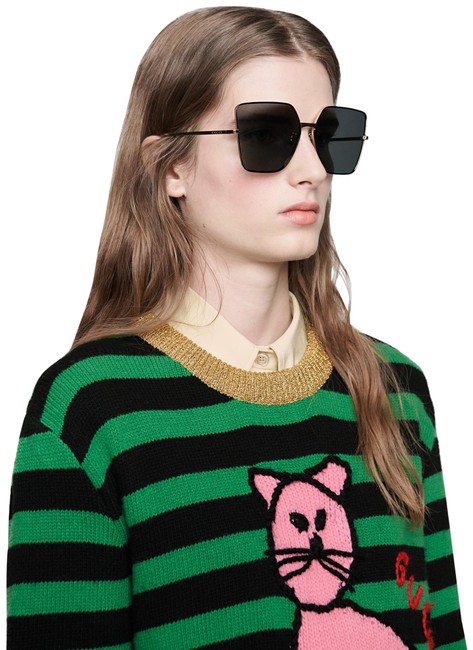 Gucci Gold Metal Gg0436s Square frame Sunglasses