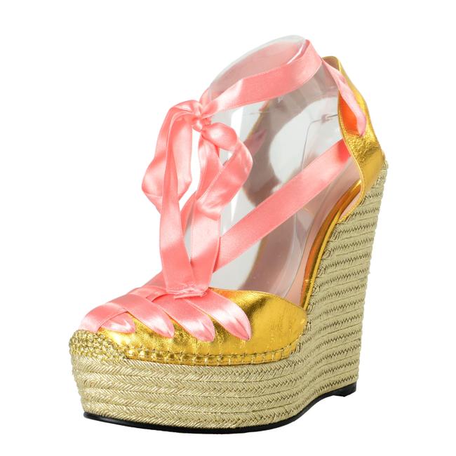 Gucci Gold   Pink Shoes 2683 Wedges 