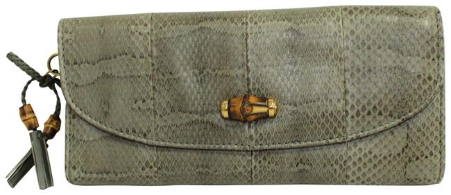 Gucci Gray Python Bamboo Clutch
