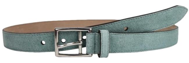 Gucci Green Silver Teal Fabric Leather Buckle 368193 4718 Belt