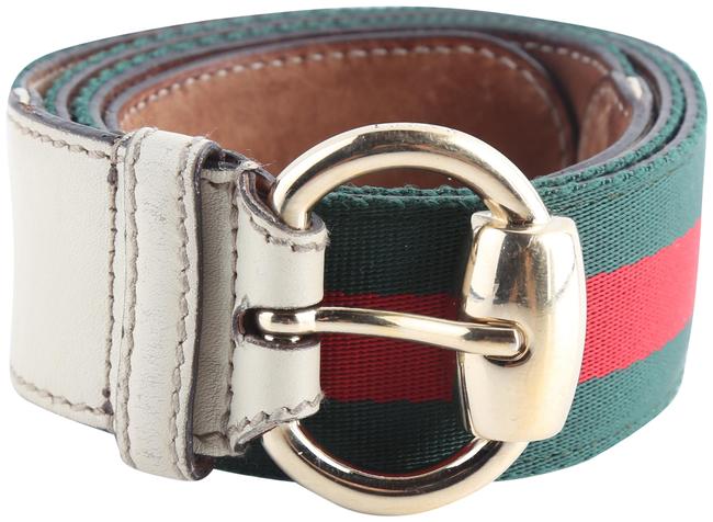 Gucci Multi color Green Red Stripe Canvas Belt