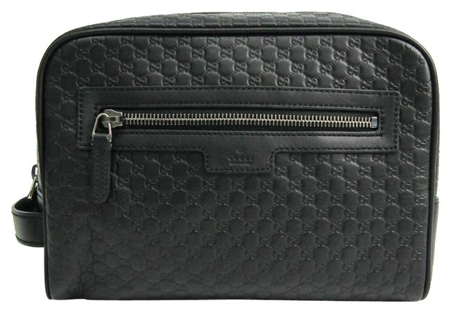 Gucci Microguccissima 419775 Bmj1r Unisex Black Leather Clutch