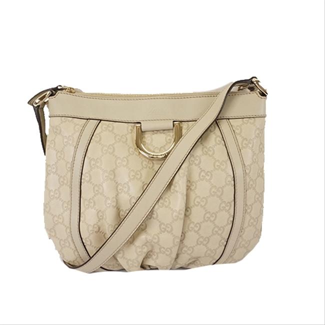 Gucci Guccissima 203257 Womens White Leather Shoulder Bag